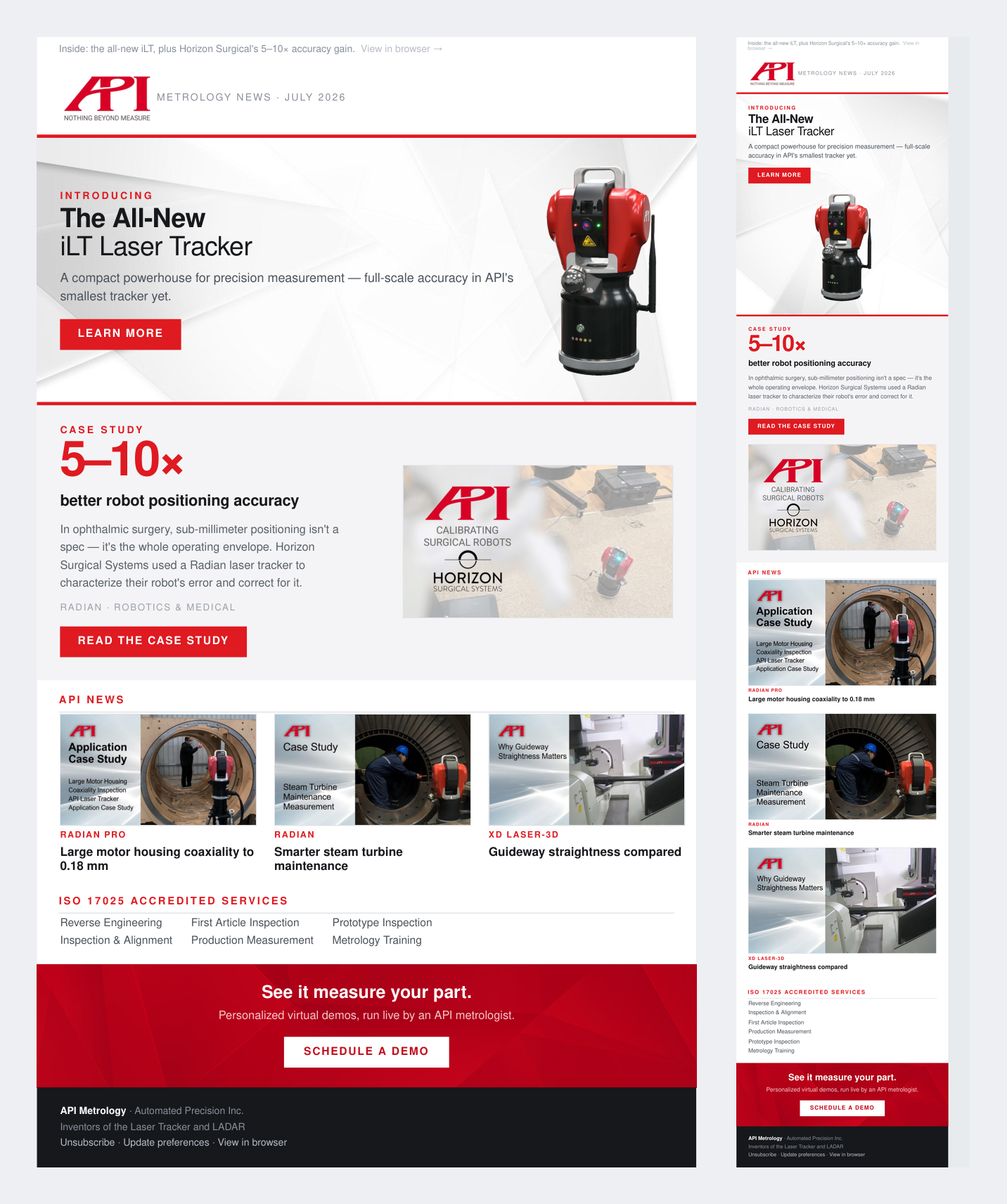 Desktop and mobile product newsletter campaign