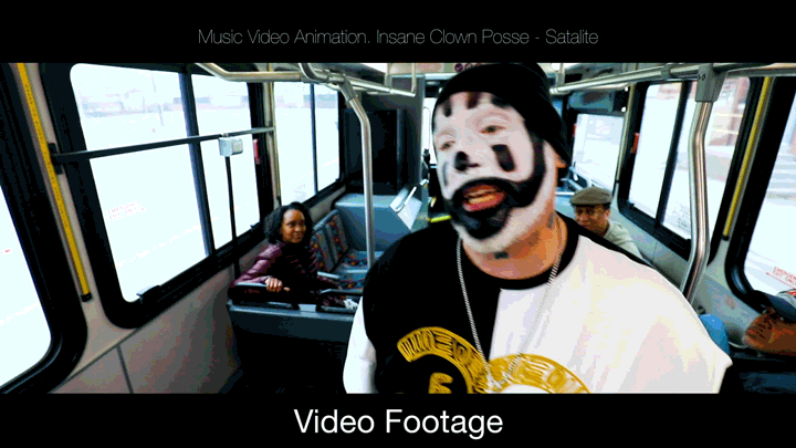 Animated ICP comparison of live-action bus footage, illustrated animation, and the final composite